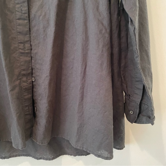 WHOWOREWHAT black linen cotton button down oversized shirt Large nordstrom - Picture 6 of 8